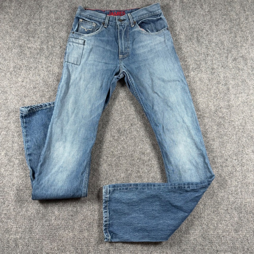 Kimes Ranch James Jeans Mens 29x36 Blue Denim Straight Leg Western Cowboy USA